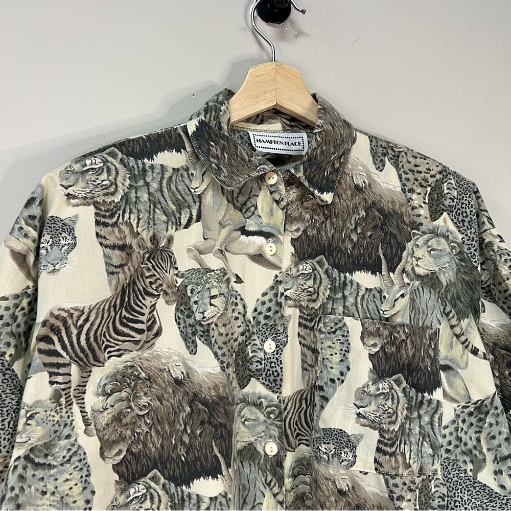 Womens Vintage Safari Button Up Shirt - Picture 2 of 5